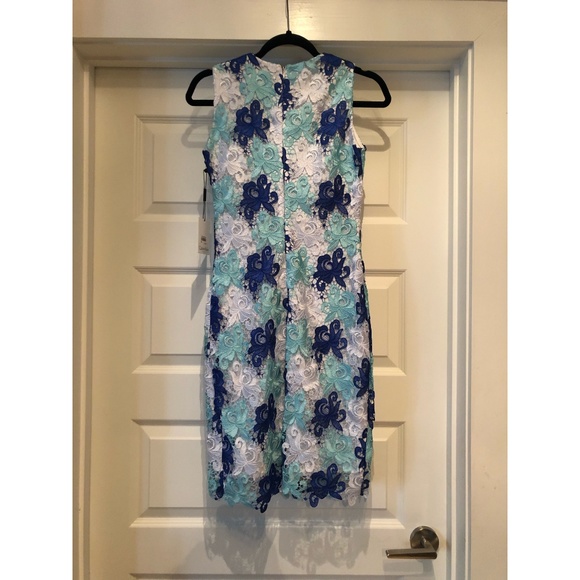 Calvin Klein Blue/White Lace Sheath Dress - NEW - Picture 2 of 3